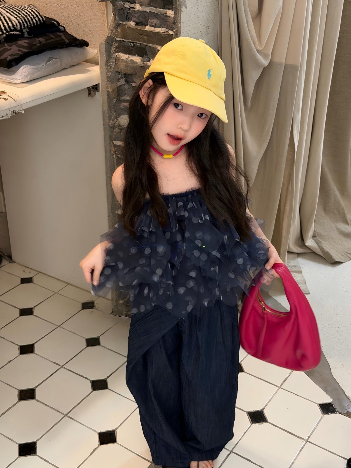 【90-140cm】網紗上衣 | 不規則寬褲