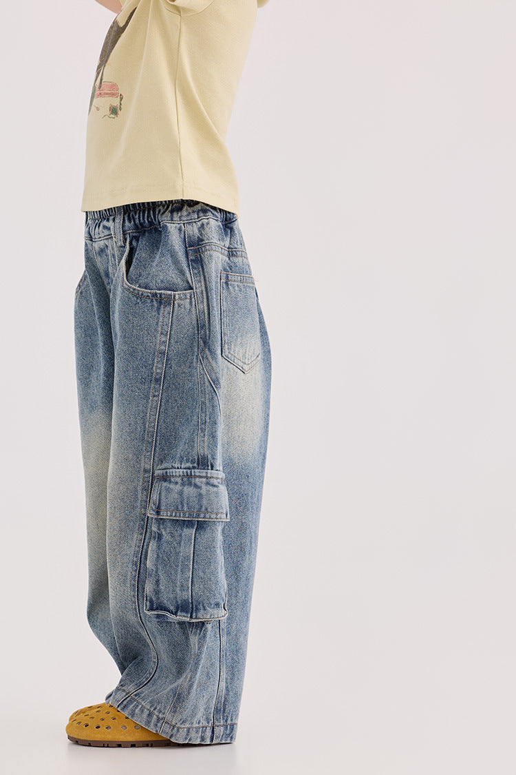 【90-150cm】工裝牛仔褲