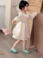 【90-140cm】拼接蕾絲連身裙