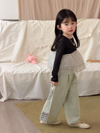 【90-140cm】(2色)波點網紗拼接公主蓬蓬裙上衣