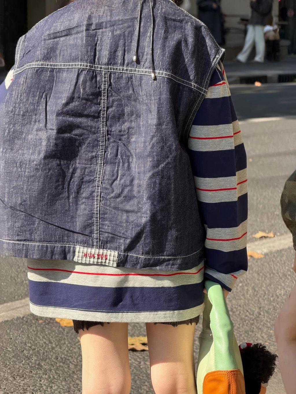 【90-140cm】寬鬆條紋T恤 | 牛仔馬甲 | 不規則針織短褲