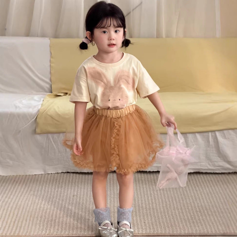 【90-140cm】可愛兔子T全棉短袖上衣