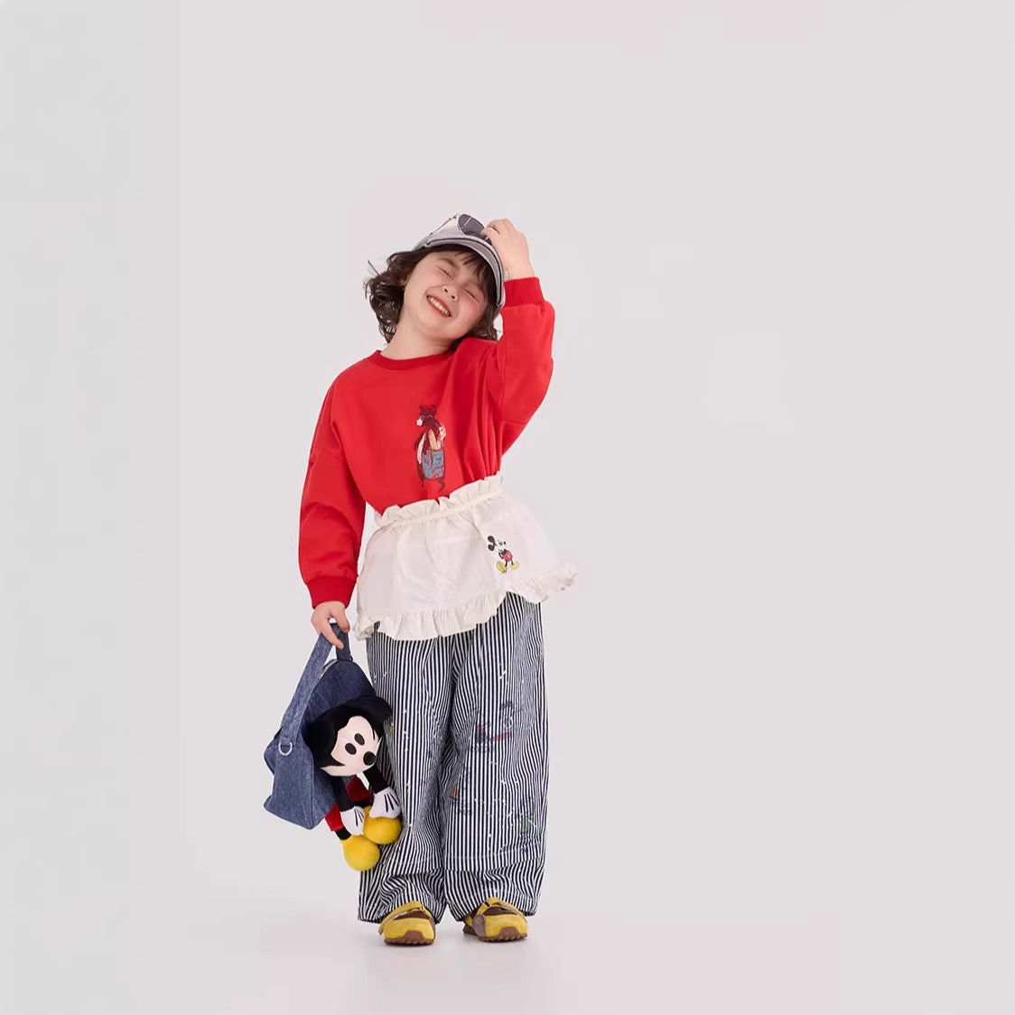 【90-150cm】日系卡通條紋牛仔褲