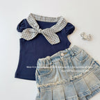 【90-150cm】荷葉邊牛仔A字半身裙