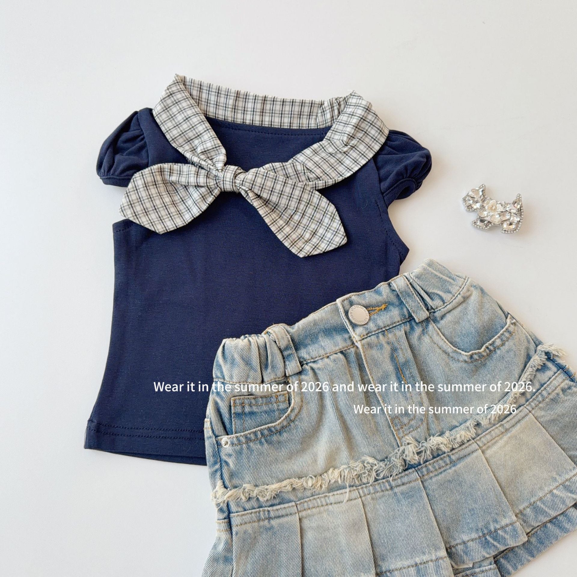 【90-150cm】荷葉邊牛仔A字半身裙