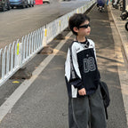 【90-160cm】帥氣街頭寬鬆撞色長袖純棉T