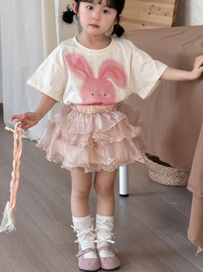 【90-140cm】可愛兔子T全棉短袖上衣