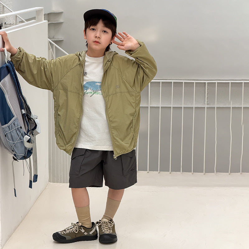 【100-170cm】UPF50+抗UV原紗連帽防曬外套