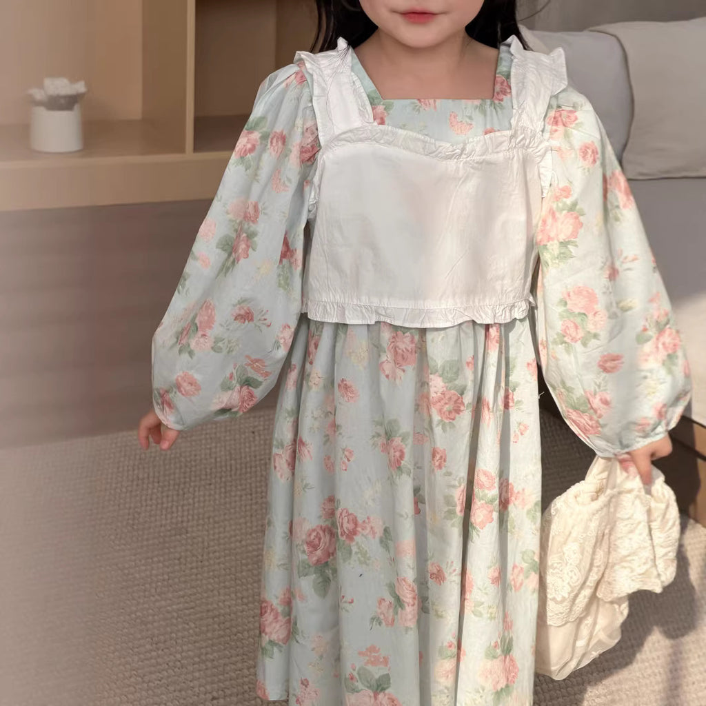 【90-140cm】罩衫吊帶棉布連身裙