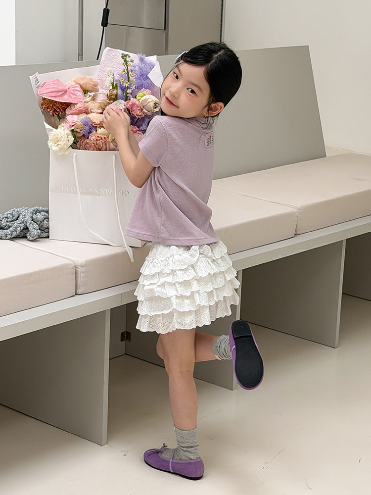 【100-170cm】(6色)後背清新浪漫小花甜妹T