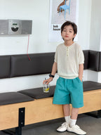 【100-170cm】2色~老錢風排扣涼感針織上衣
