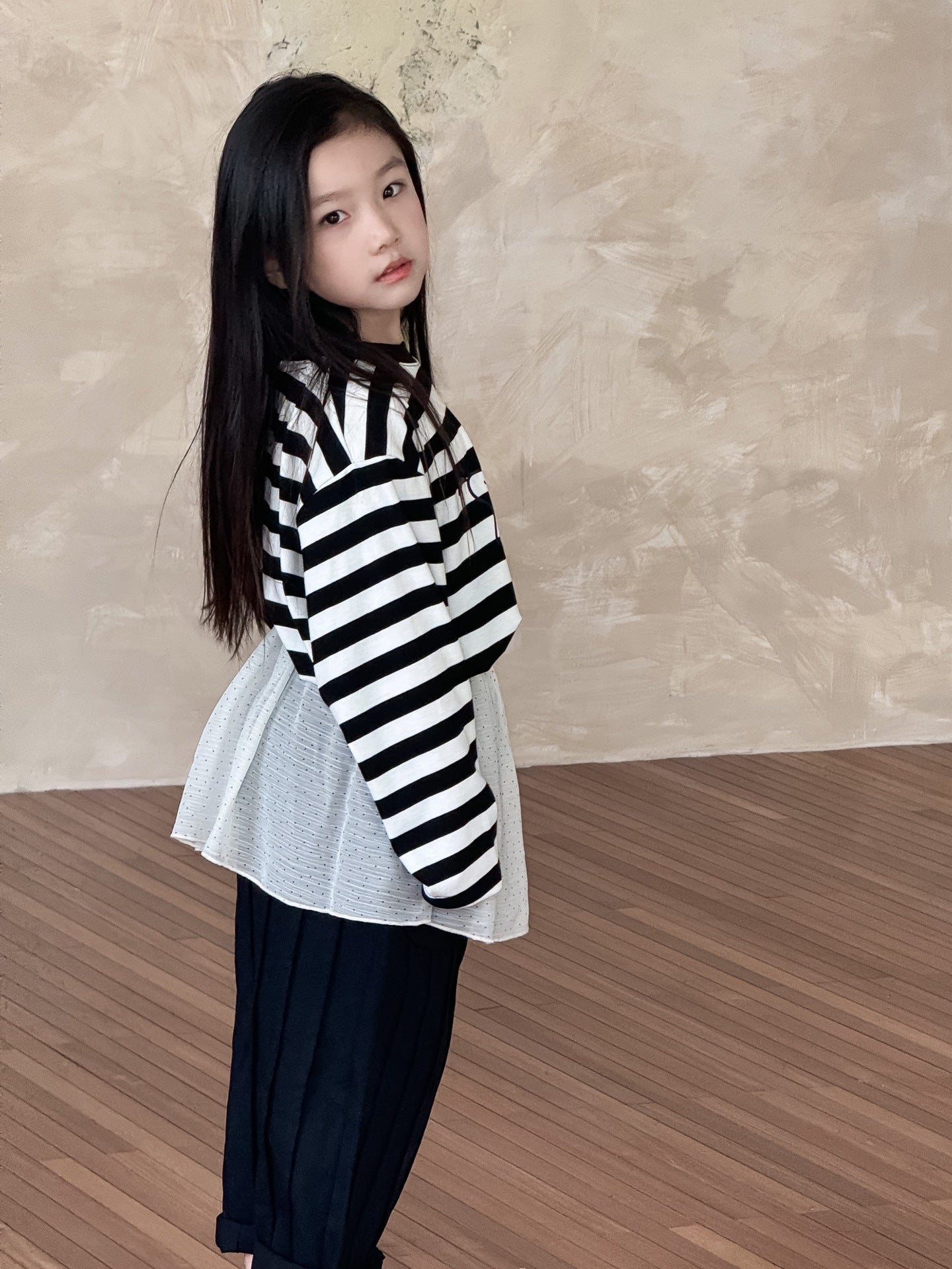 【現貨 150cm】條紋百搭圓領上衣