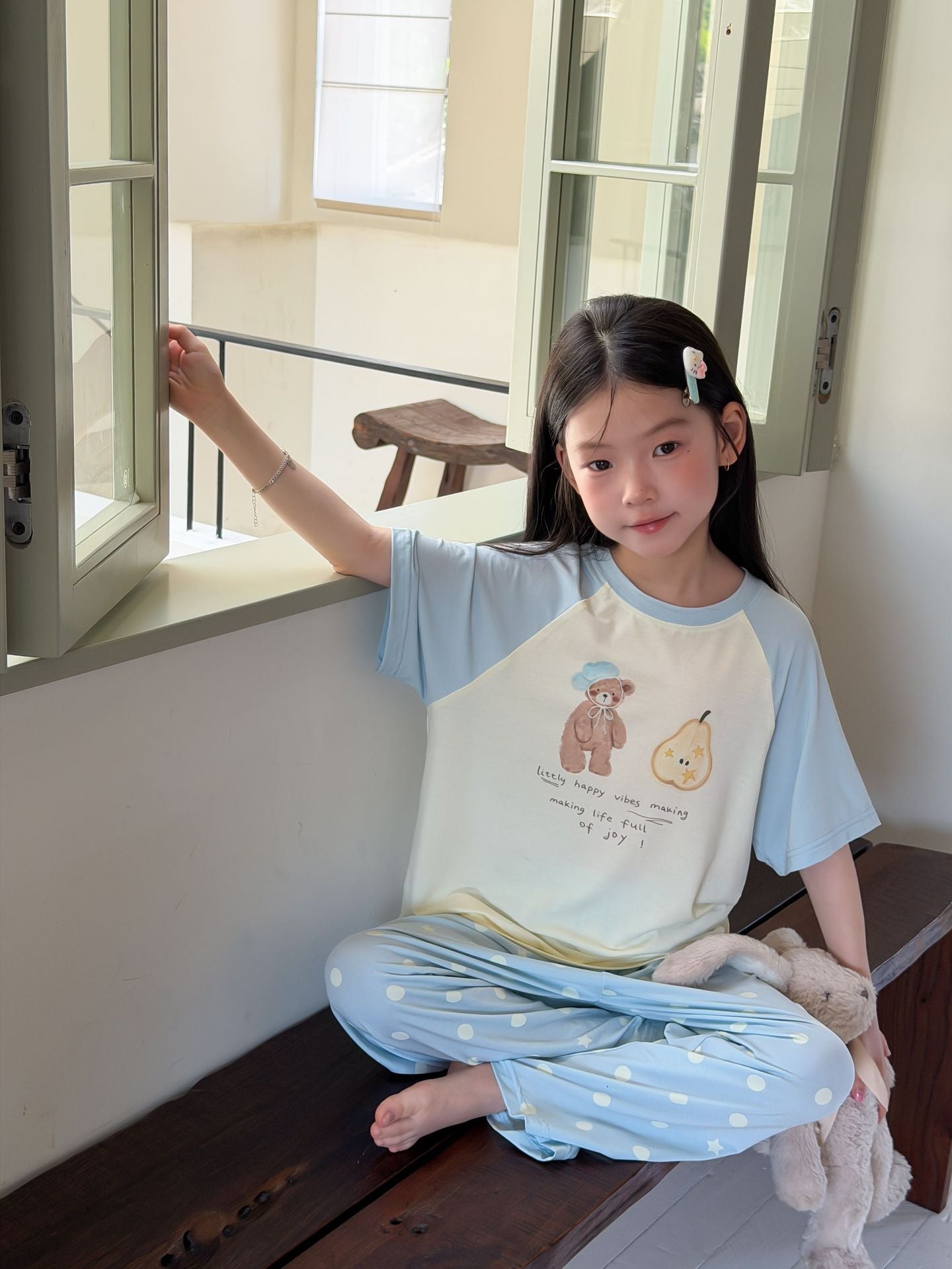 【100-170cm】韓版卡通休閒撞色居家服套裝