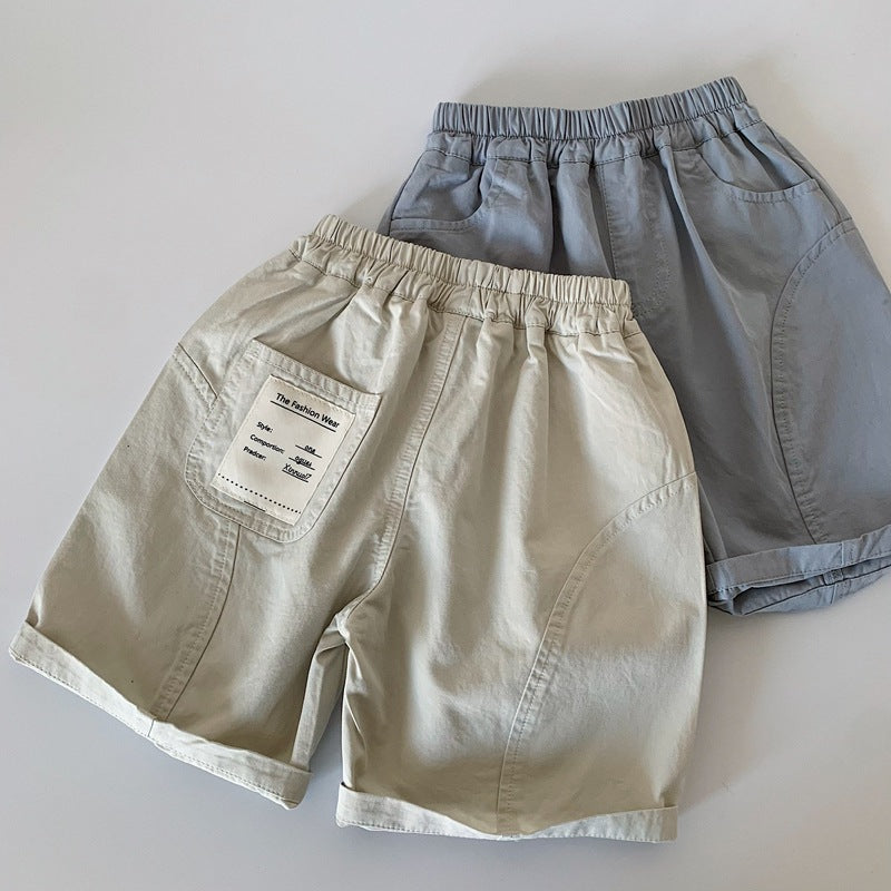 【80-130cm】韓版工裝貼布五分褲