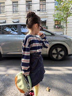 【90-140cm】寬鬆條紋T恤 | 牛仔馬甲 | 不規則針織短褲