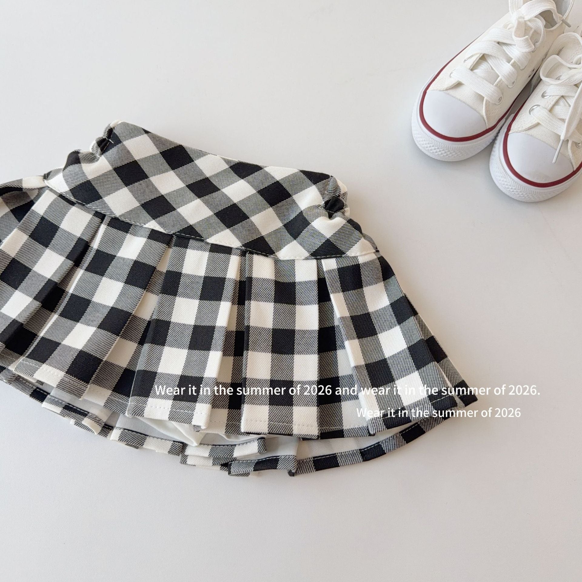 【90-150cm】高腰多巴胺格紋短裙