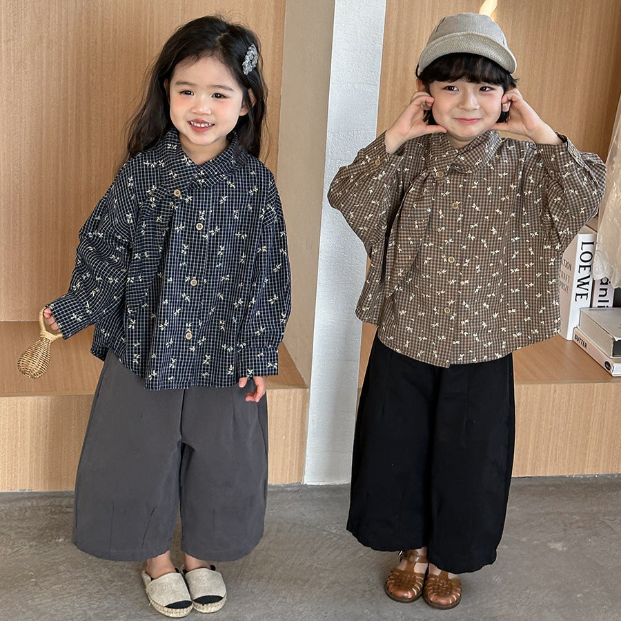 【80-140cm】簡約棉布寬鬆八分直筒褲