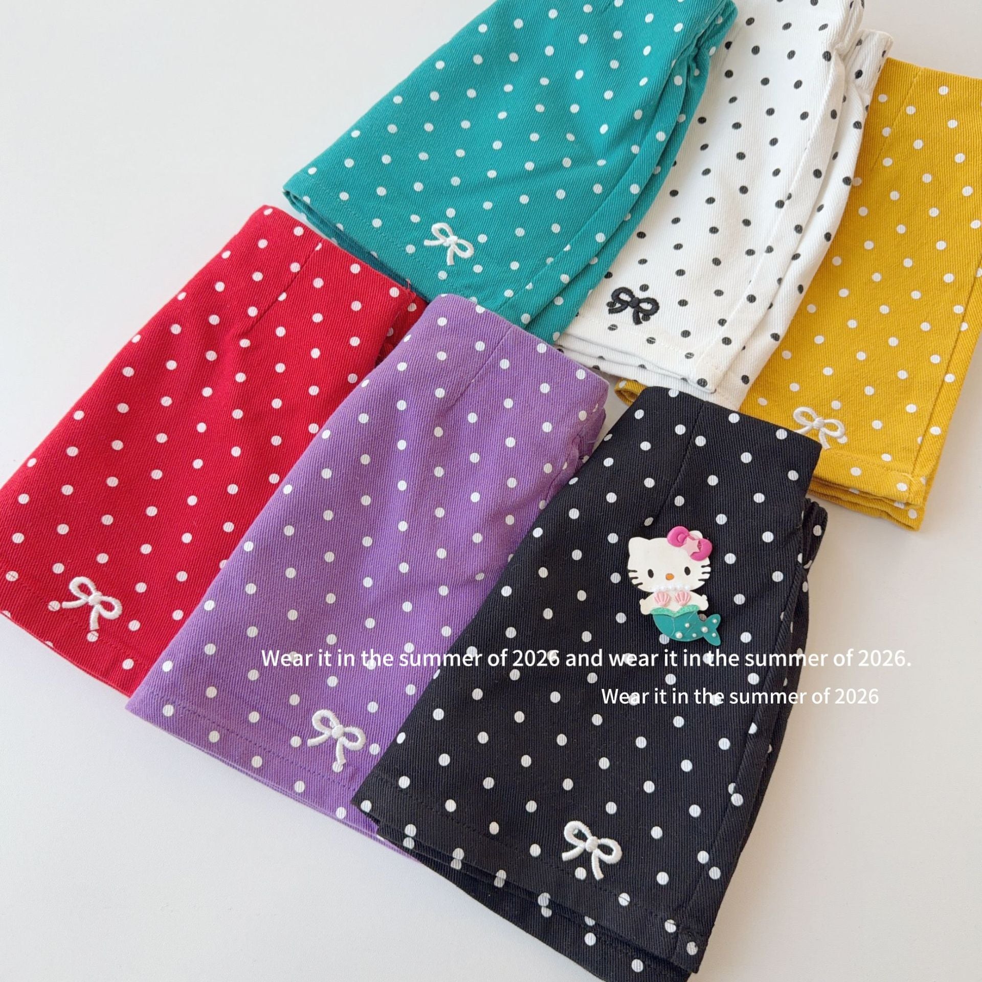 【90-150cm】辣妹高腰波點半身裙