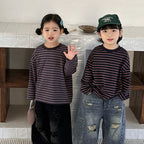 【80-140cm】撞色條紋打底衫