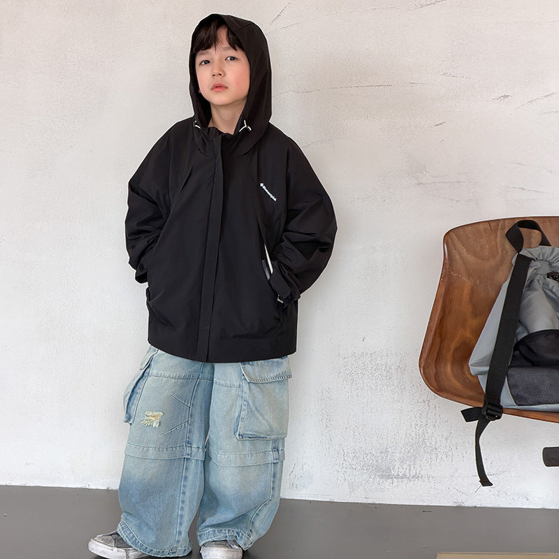 【100-170cm】帥氣連帽戶外防水衝鋒外套
