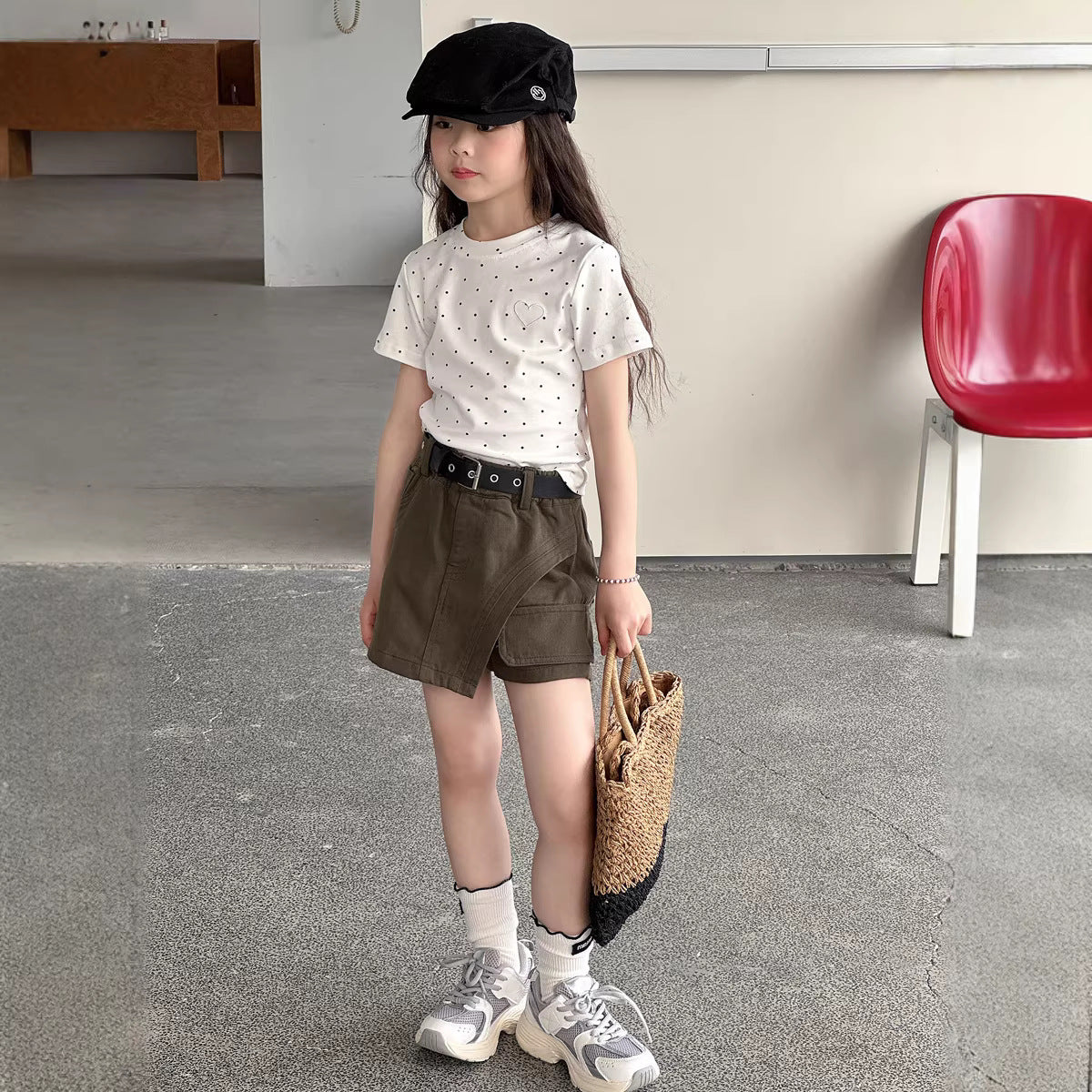 【100-150cm】不規則甜酷辣妹工裝褲裙