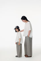 【90-150cm / M.L】【親子裝】日系前擺圓弧寬版短袖