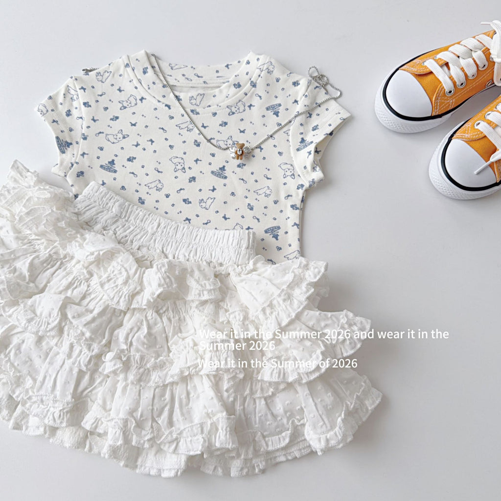 【90-150cm】多層褶皺木耳花邊褲裙