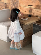 【90-140cm】小清新刺繡花邊連身裙