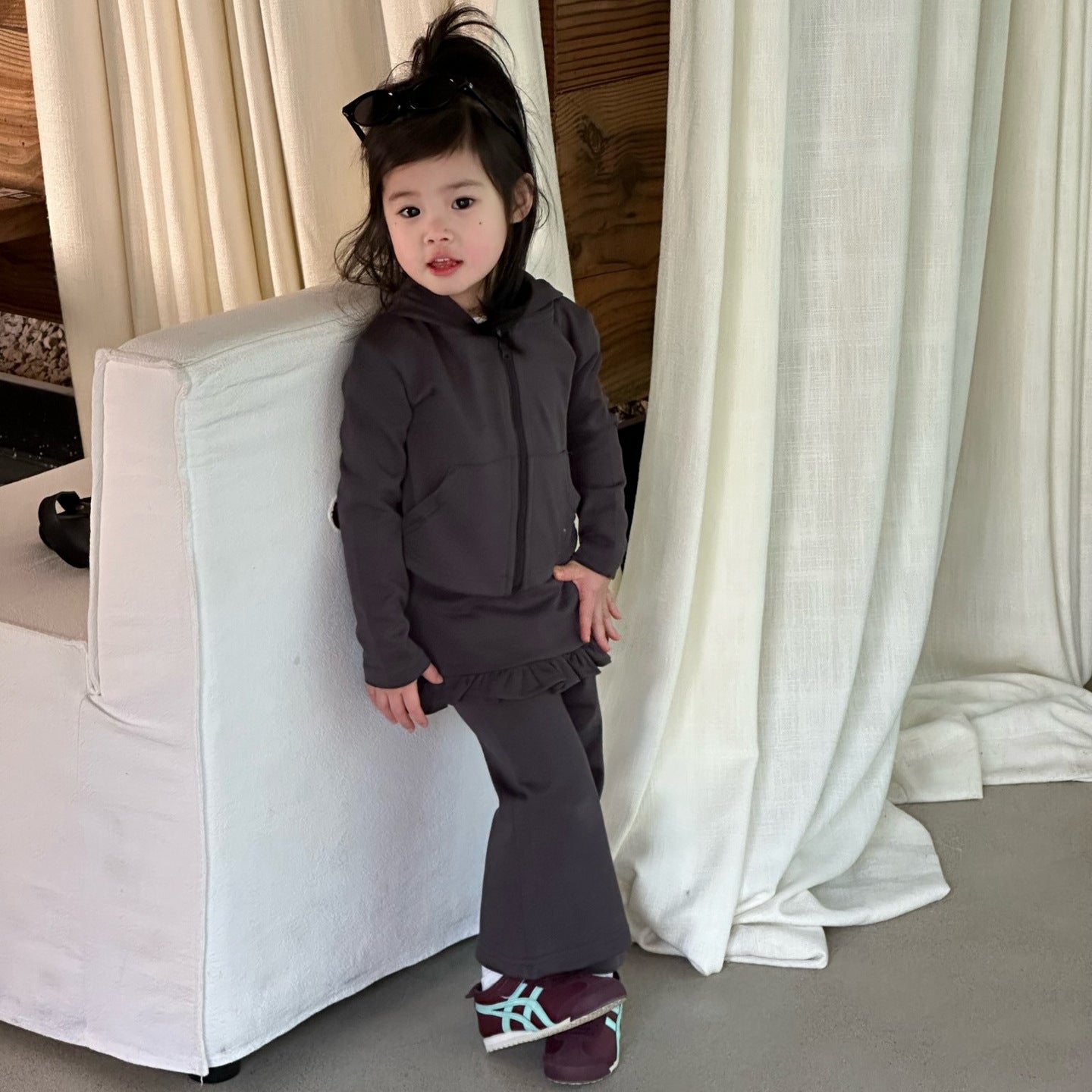 【90-140cm】瑜伽服套装 帶屁簾喇叭褲