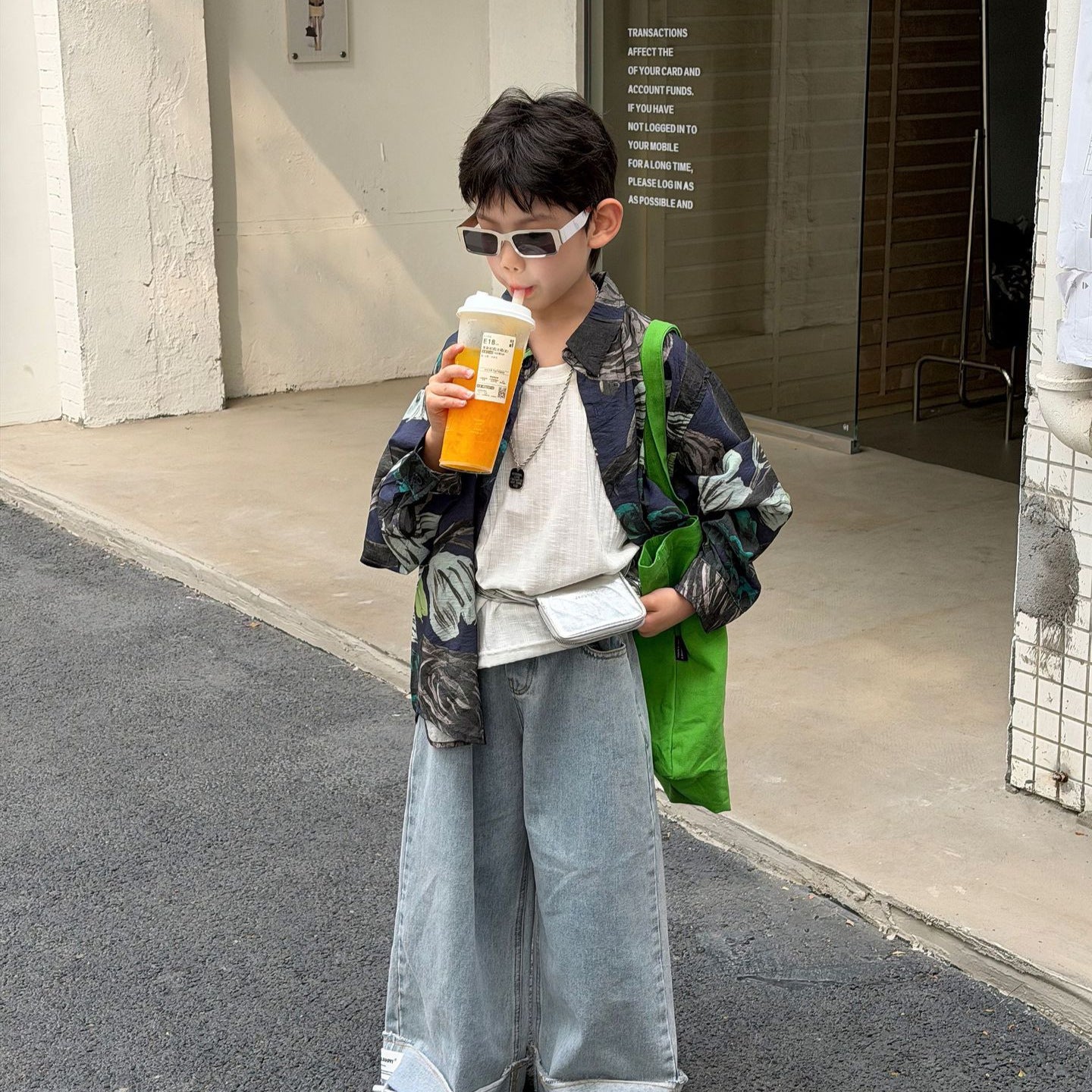 【90-160cm】韓版休閒翻邊水洗軟牛仔褲