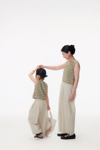 【90-150cm / M.L】【親子裝】日系一字領條紋背心