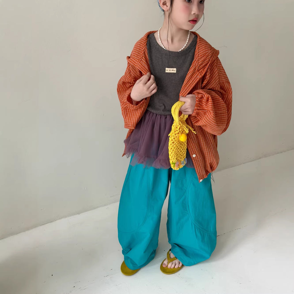 【100-160cm】韓版寬鬆百搭垂感彎刀褲