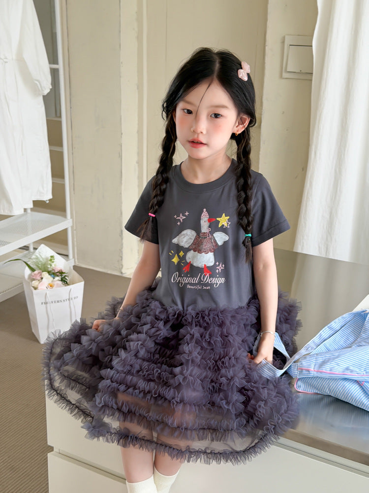【100-160cm】多層立體雲朵蓬紗蛋糕洋裝
