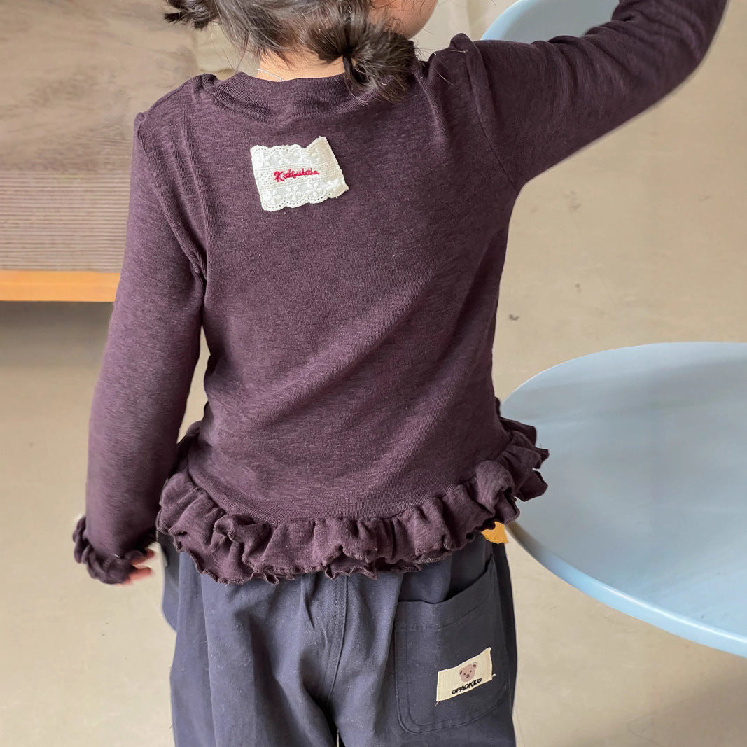 【90-140cm】꒰2色꒱花邊貼標打底衣