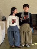 【100-160cm】字母圓領休閒寬鬆T