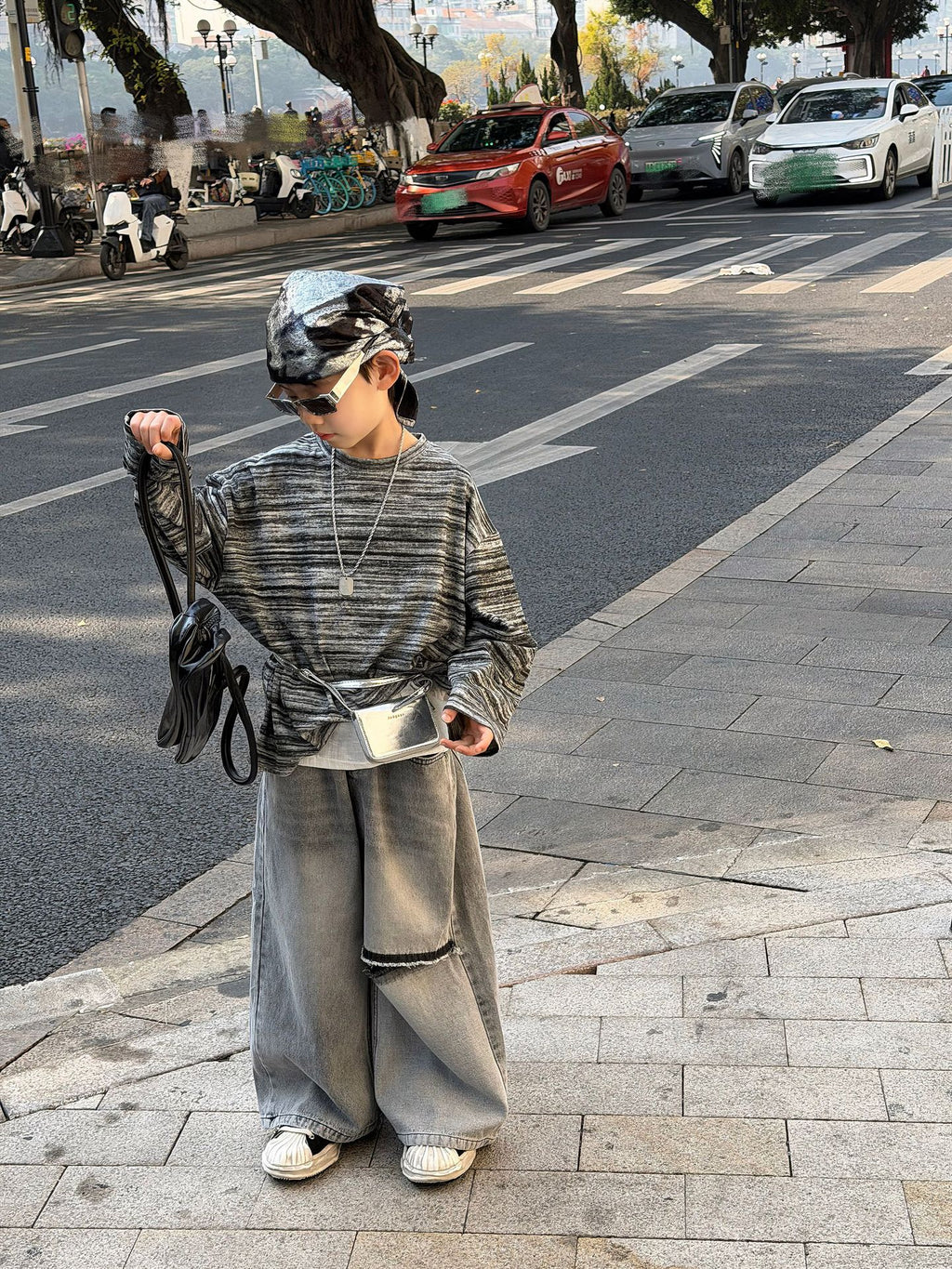 【90-160cm】條紋設計感街頭帥氣長袖打底衫