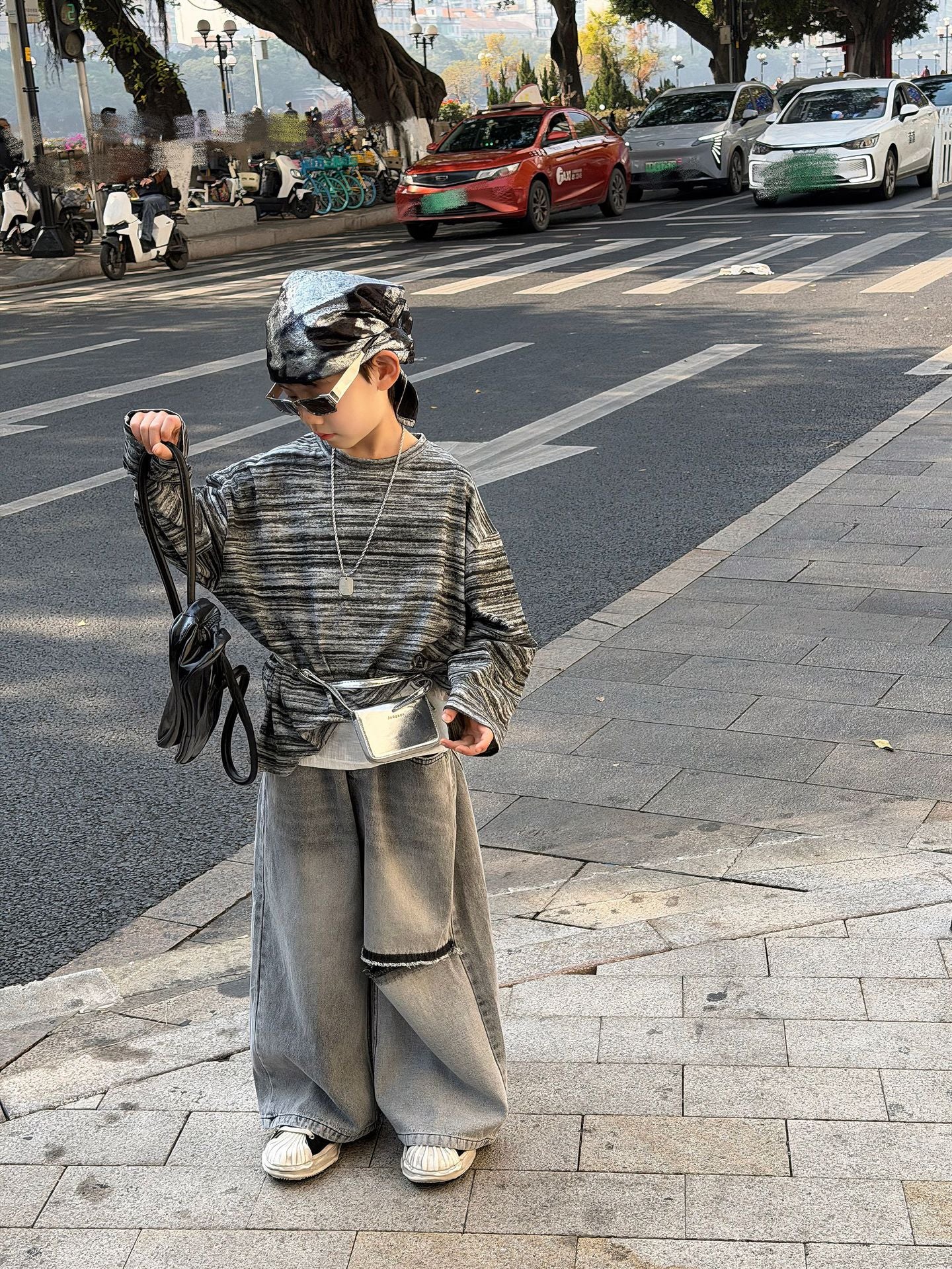 【90-160cm】條紋設計感街頭帥氣長袖打底衫