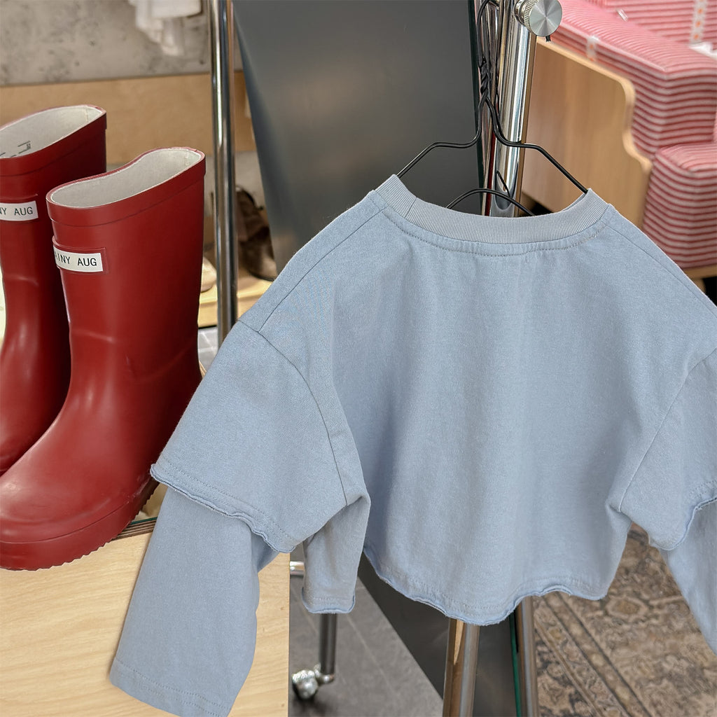 【80-130cm】韓版假兩件T