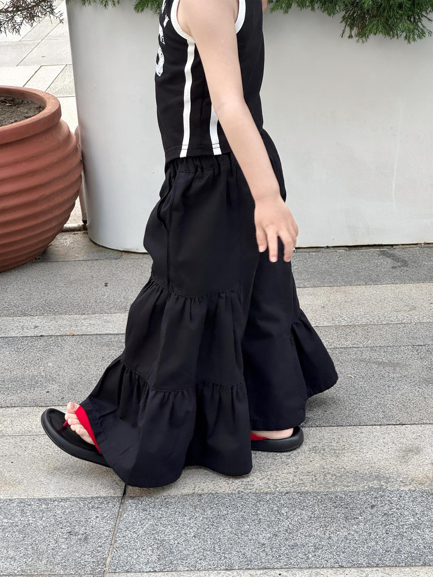 【90-140cm】辣妹不規則印花背心 | 闊腿喇叭褲