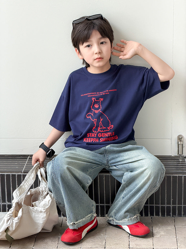 【100-170cm】涼感透氣卡通小狗T