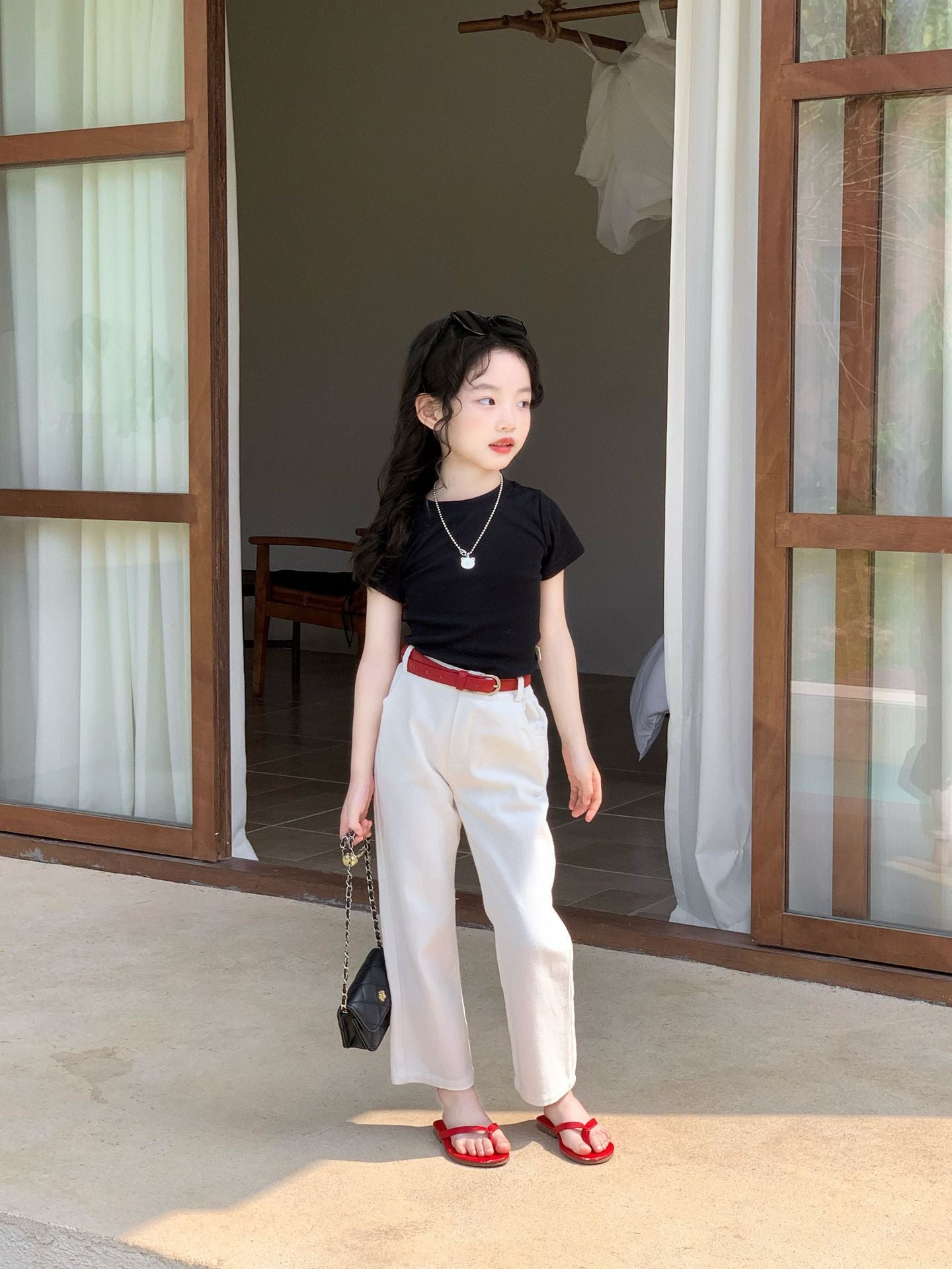【90-150cm】美式牛仔棉窄直筒褲