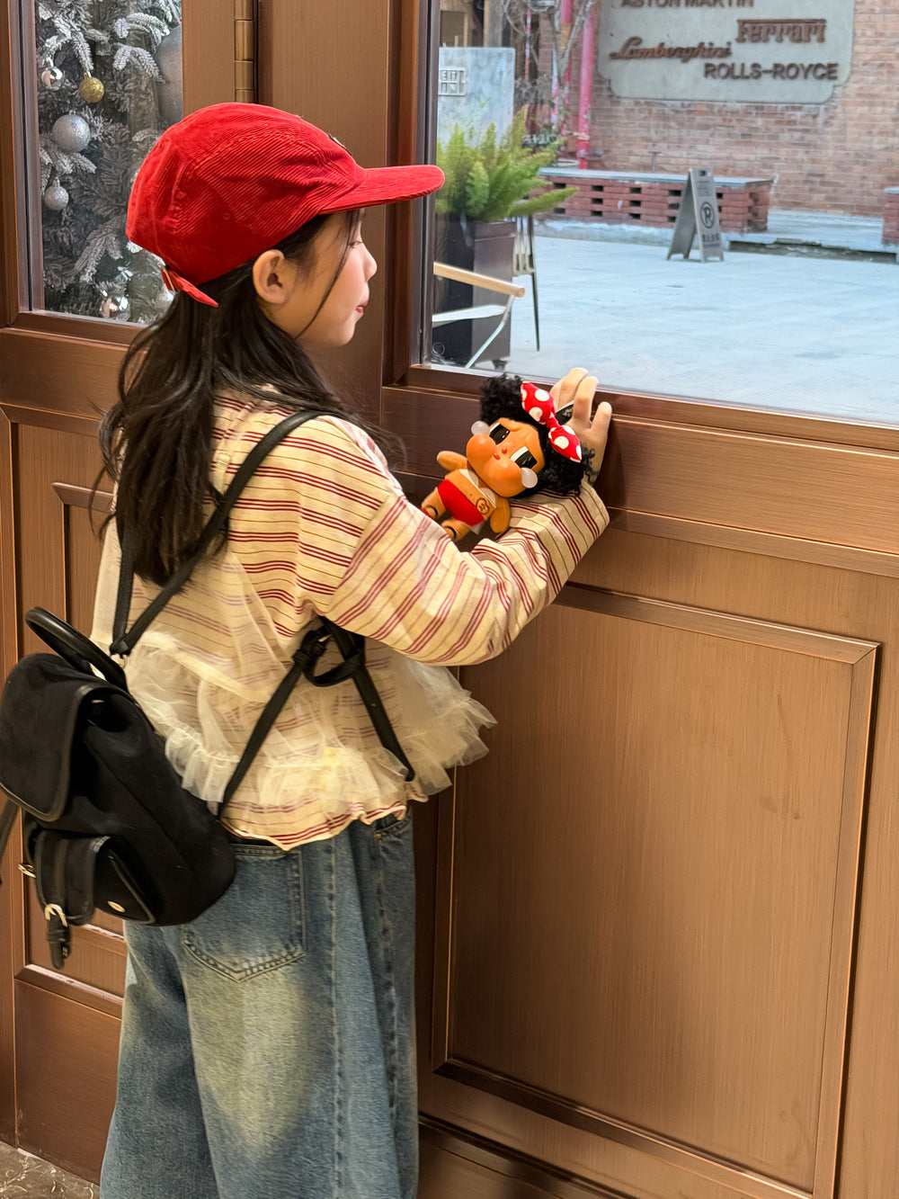 【100-160cm】百搭條紋米奇印花T+網紗兩件套