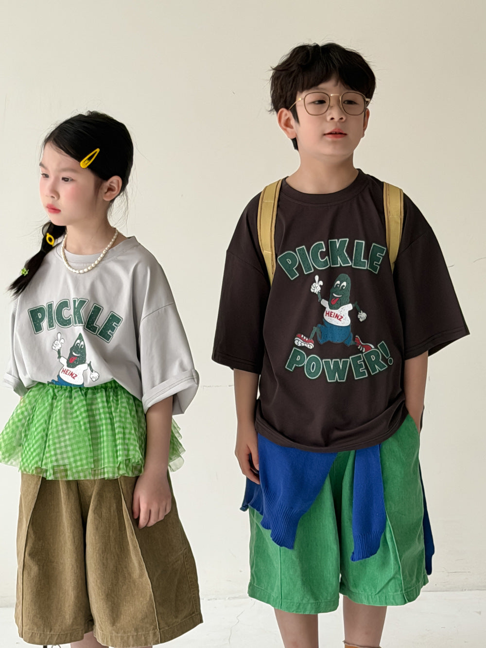 【100-160cm】韓版Pickle Power搞怪印花T