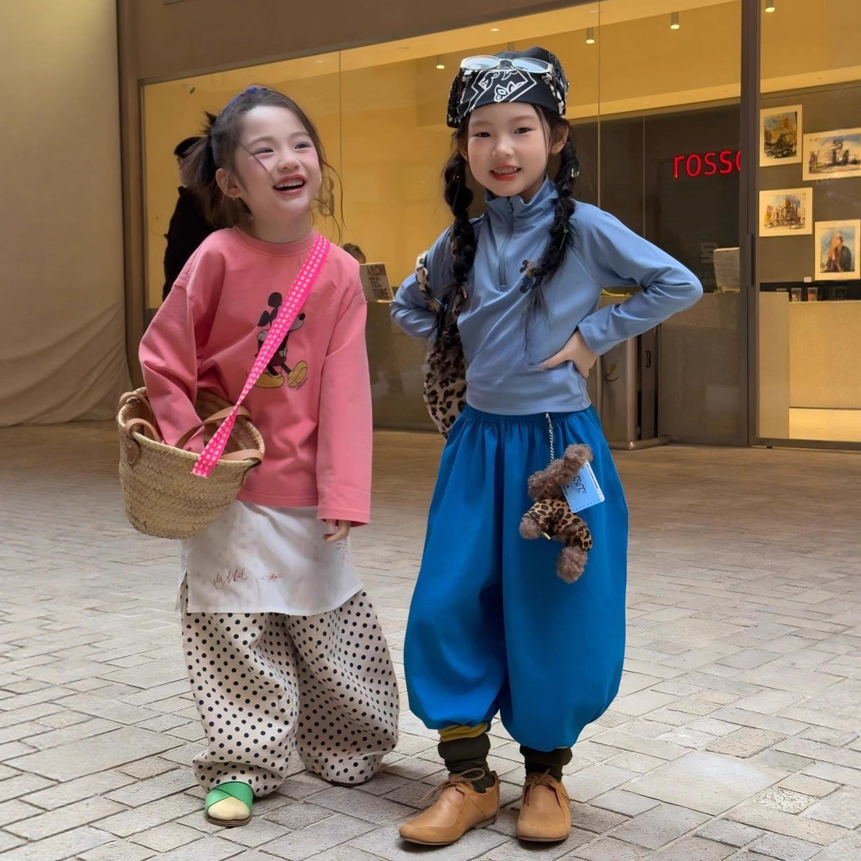 【90-140cm】米奇休閒T | 波點寬鬆闊腿褲