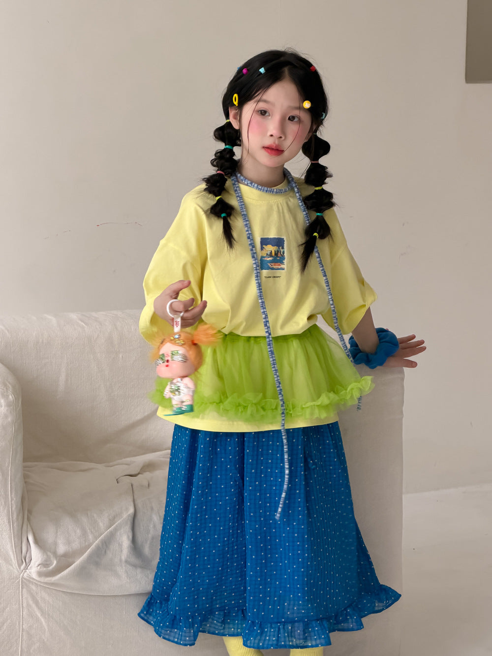 【100-160cm】韓版前後字母印花寬鬆短袖