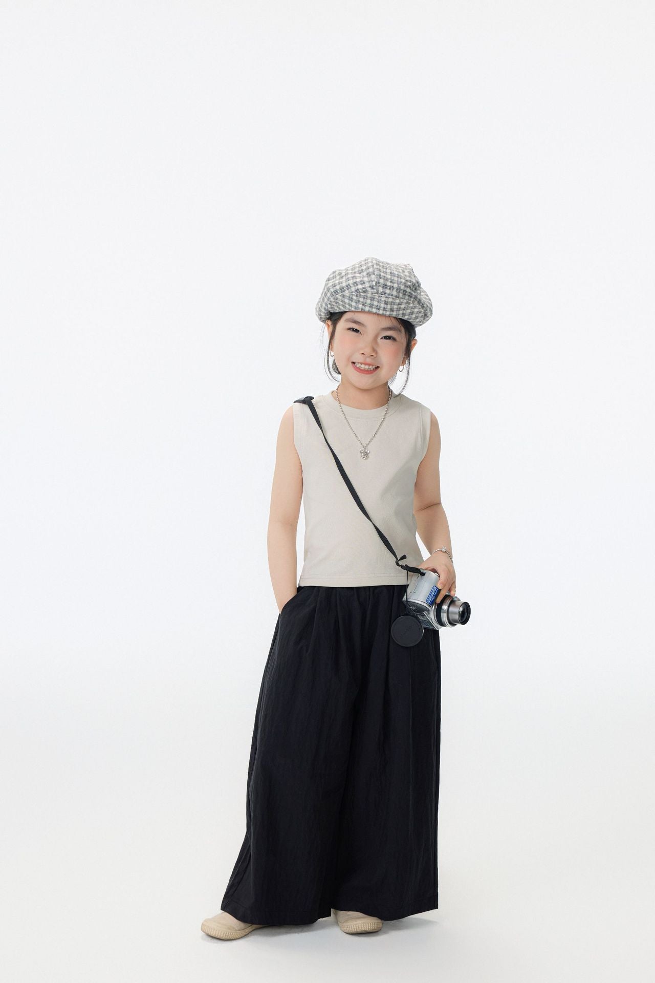 【90-150cm / M.L】【親子裝】日系梭織休閒闊腿褲