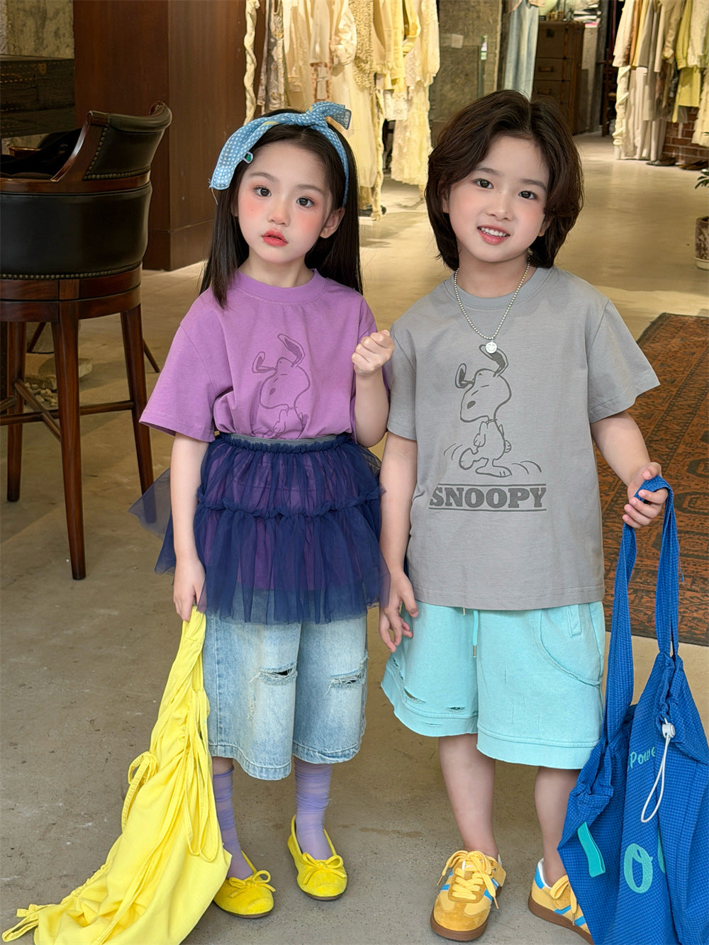 【90-150cm】韓版snoopy印花短袖