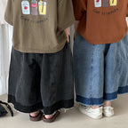【80-140cm】漸層毛邊牛仔褲
