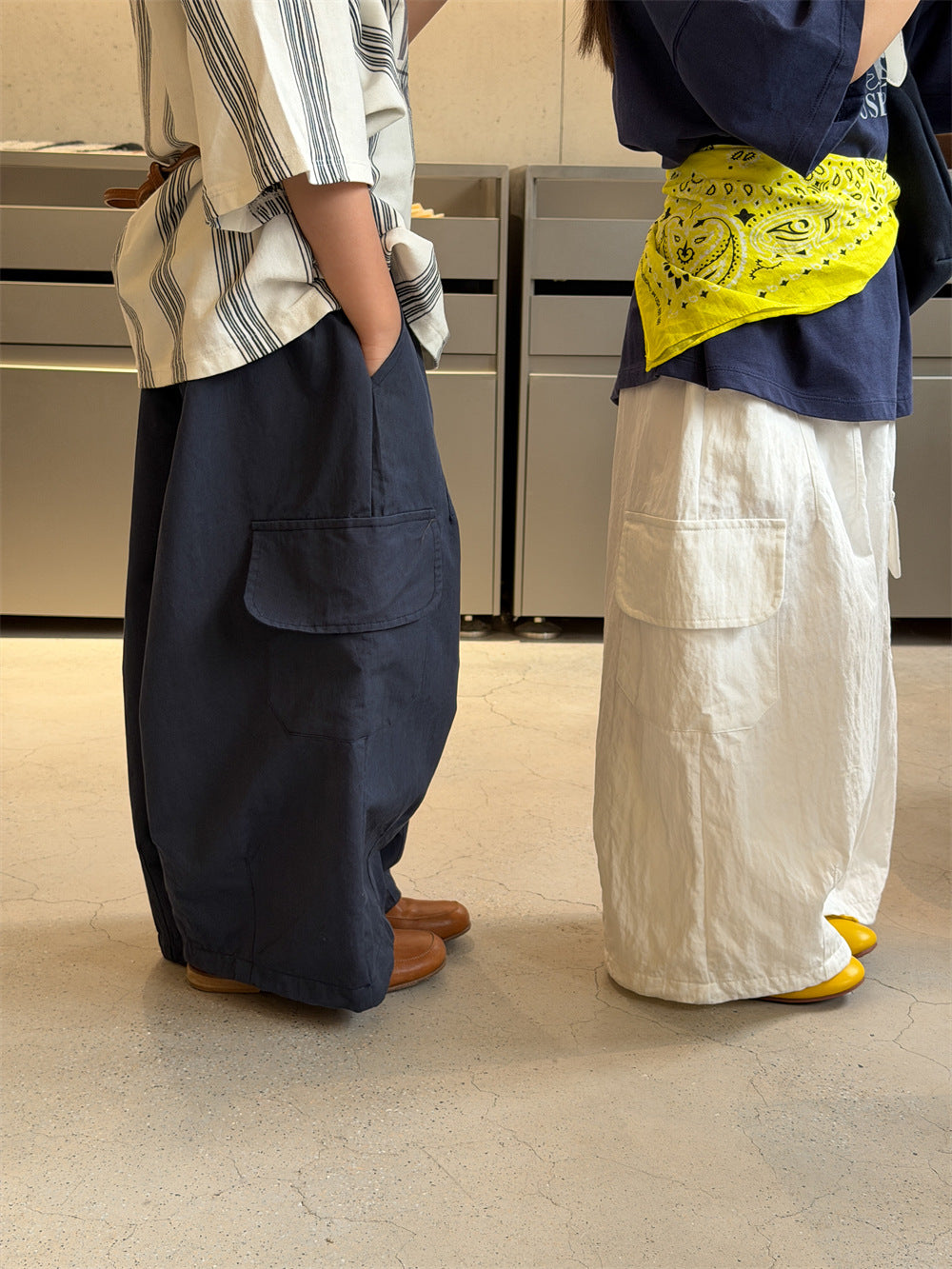 【90-150cm】韓版寬鬆抽繩闊腿休閒褲