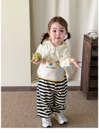 【73-110cm】星星連帽長袖 | 黃色針織開衫 | 條紋束腳褲